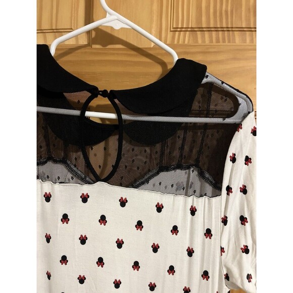 Torrid 0 Disney Minnie Mouse Maxi Sheer Mesh Top Dress Pockets Collar 12 Large - Picture 3 of 8